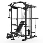 Mikolo Power Cage, Power Rack with Cable Crossover System, 1500LBS Squat Rack with LAT Pull Down System, Workout Cage with Pulley System for Fitness Home Gym