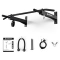 LIONSCOOL Multifunctional Wall Mounted Pull Up Bar with Pulley System, 48" and 16"/24" Multi-Grip Chin Up Bar, Cable Pulley Attachments Included, Perfect for Upper Body Workouts
