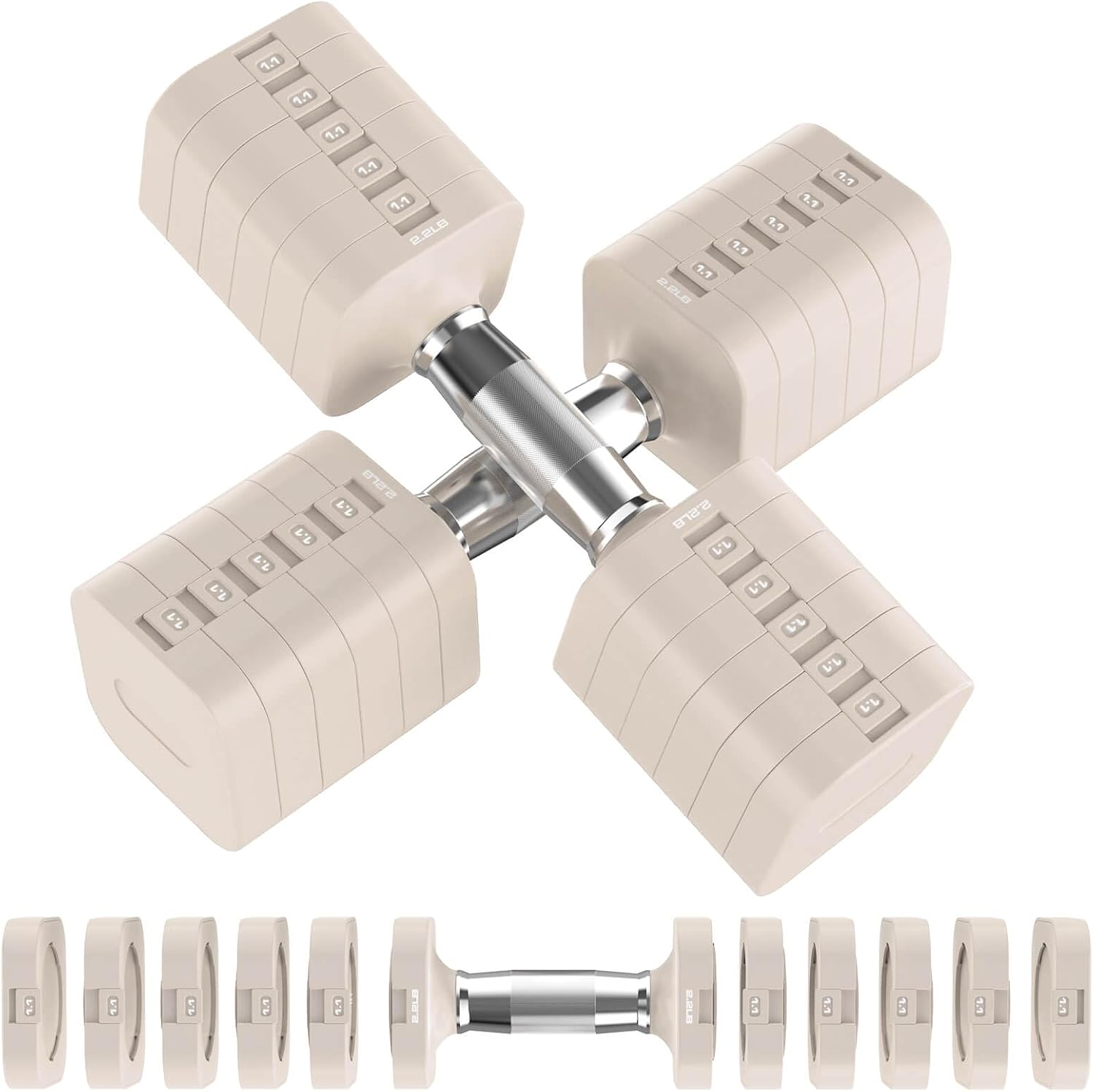 30.8LB 6 Levels Adjustable Dumbbell Set for Home Gym