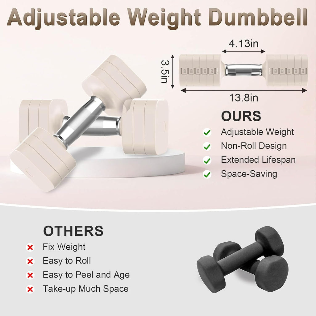 30.8LB 6 Levels Adjustable Dumbbell Set for Home Gym