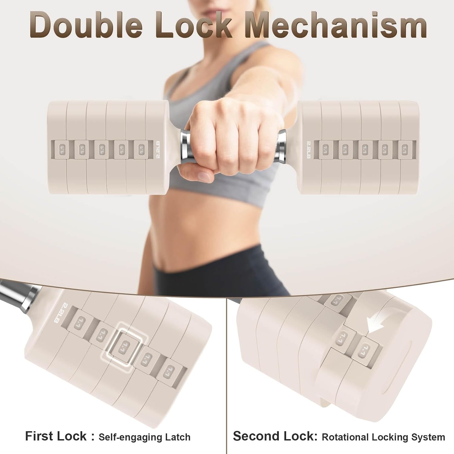 30.8LB 6 Levels Adjustable Dumbbell Set for Home Gym