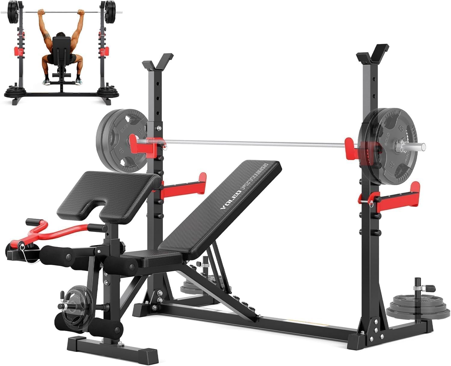 Adjustable Olympic Weight Bench Rack with Multi Training Attachments