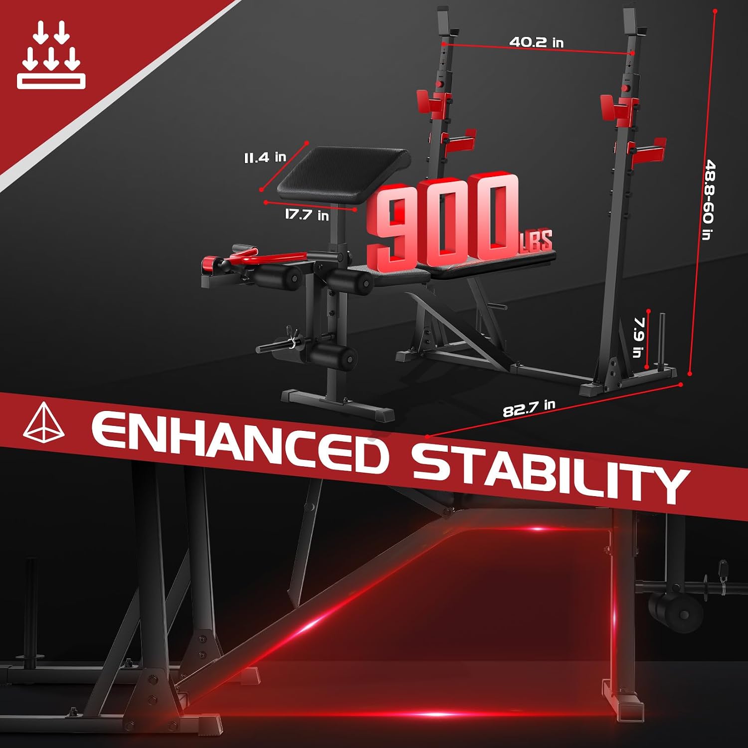 900LBS Multifunction Weight Bench Set with Squat Rack