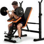 6-in-1 Foldable Beginner Weight Bench with Squat Rack