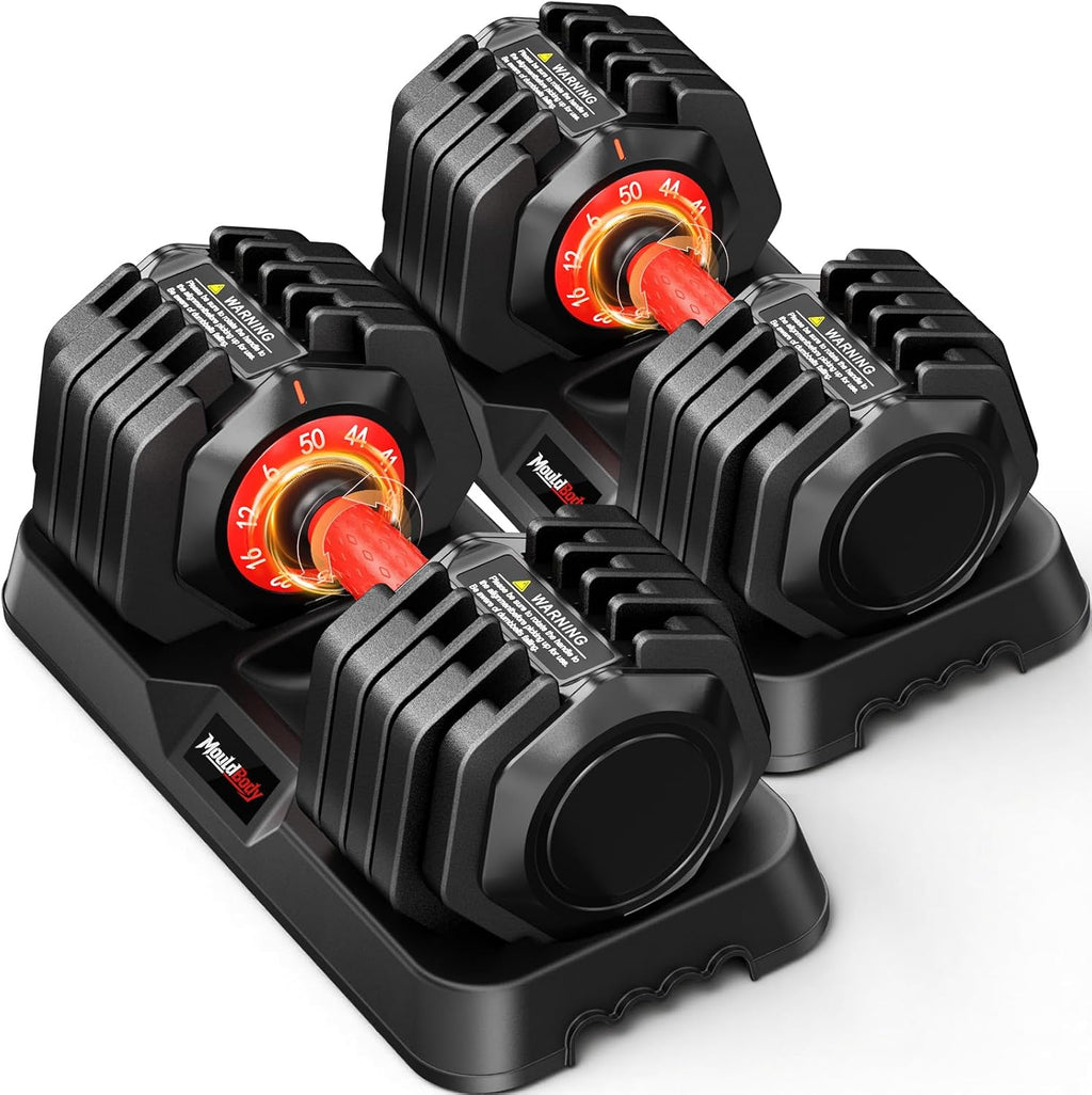 25/50LBS Pair 10-in-1 Quick Adjust Adjustable Dumbbell Set