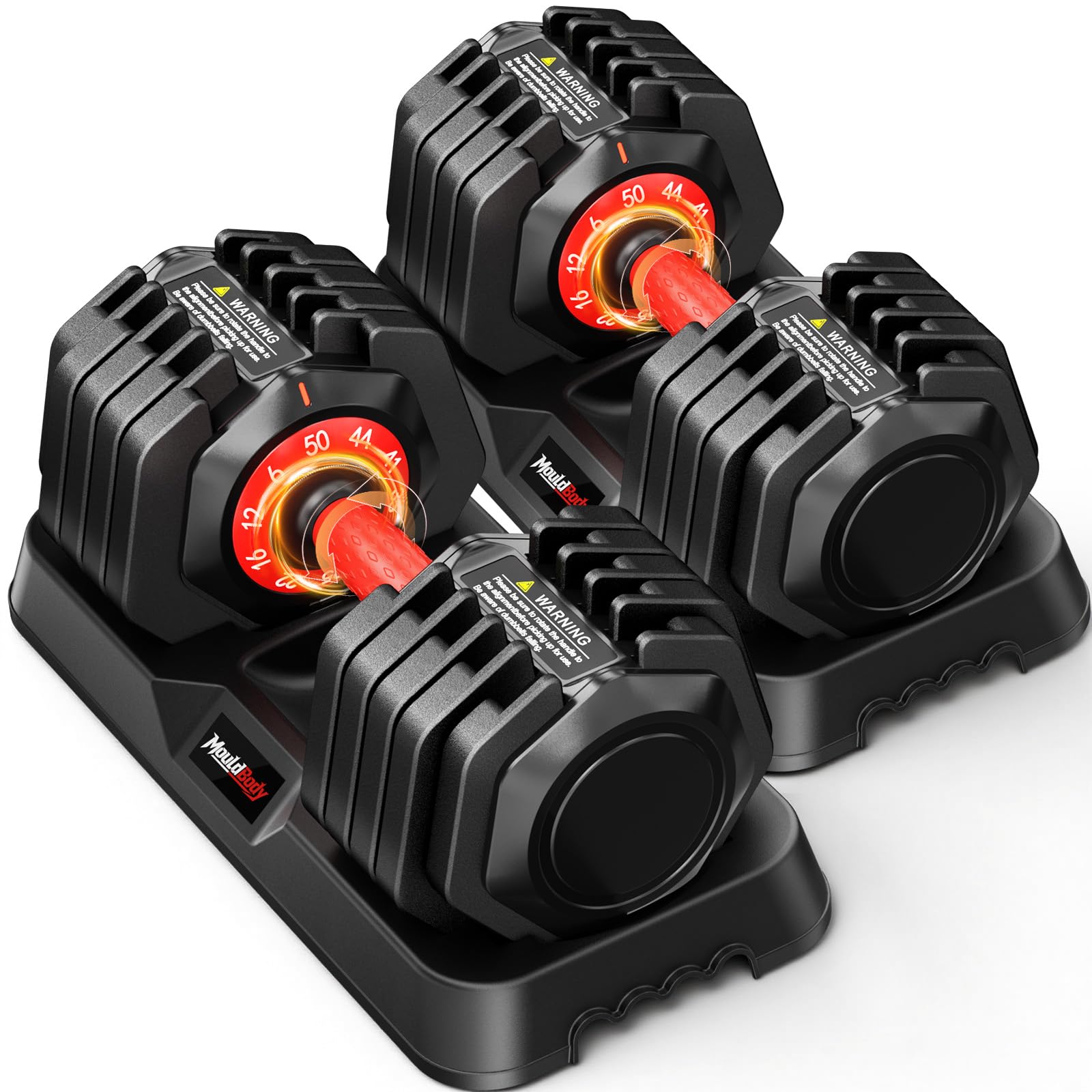 25/50LBS Pair 10-in-1 Quick Adjust Adjustable Dumbbell Set