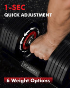 26.5LBS Pair 6-in-1 Hex Adjustable Dumbbell Set with Storage Box