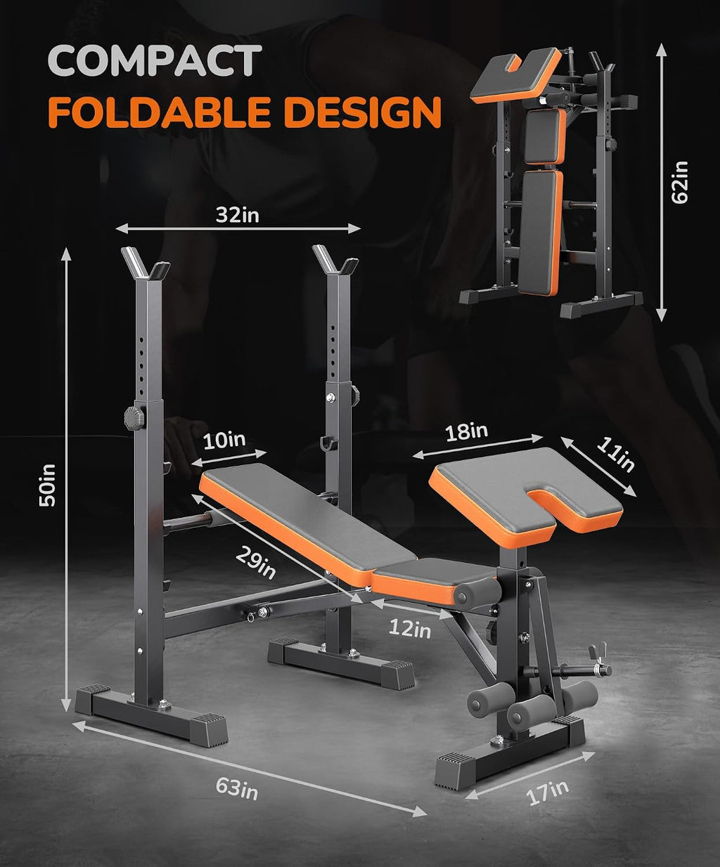 6 in 1 Multi-Function Weight Bench Set with Squat Rack