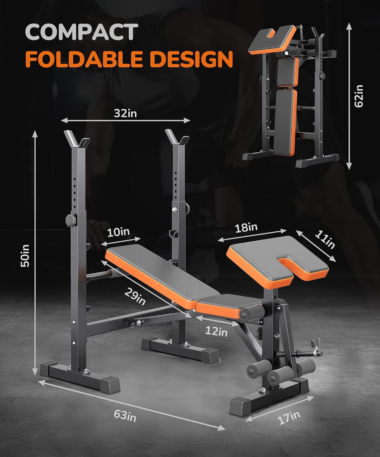 6 in 1 Multi-Function Weight Bench Set with Squat Rack