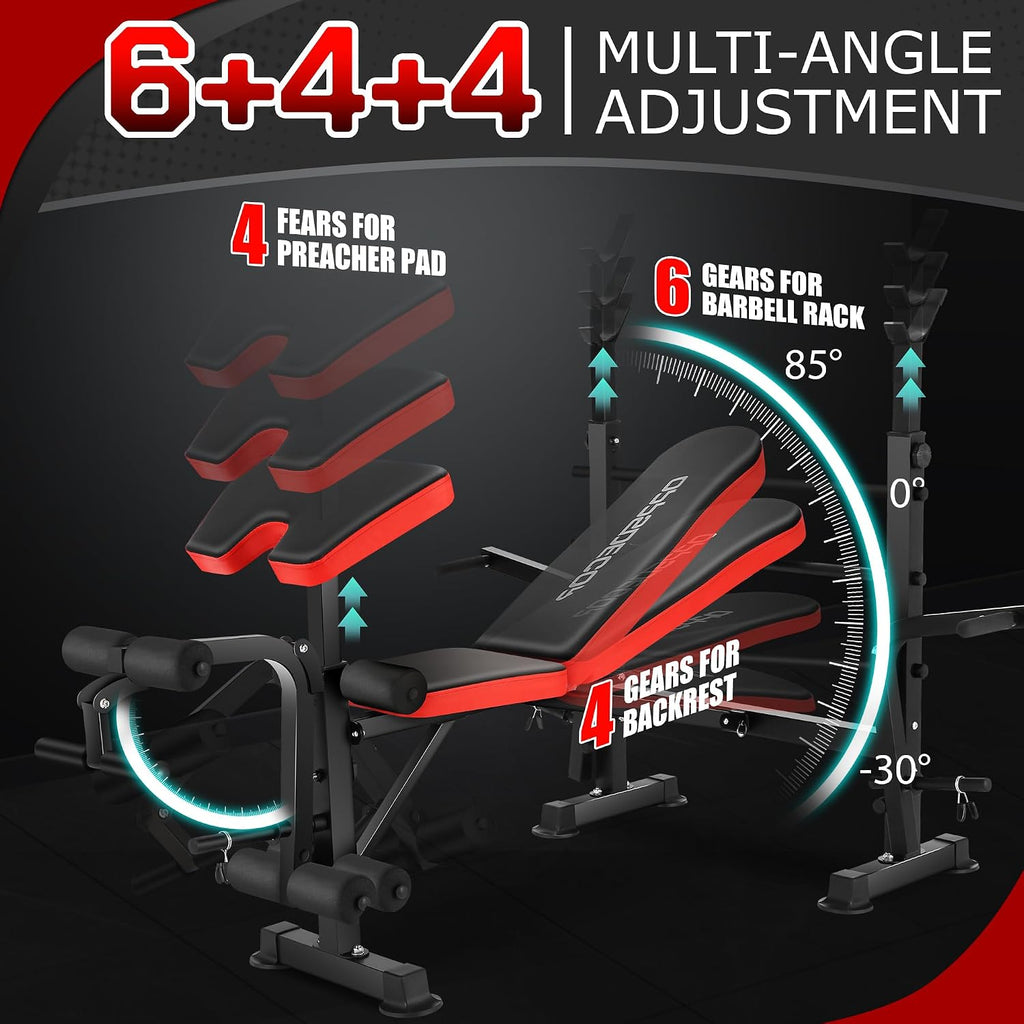900LBS All-in-One Weight Bench with Squat Rack