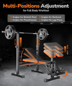 6 in 1 Multi-Function Weight Bench Set with Squat Rack