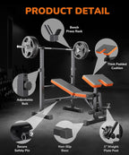 6 in 1 Multi-Function Weight Bench Set with Squat Rack