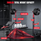 Adjustable Olympic Weight Bench Rack with Multi Training Attachments