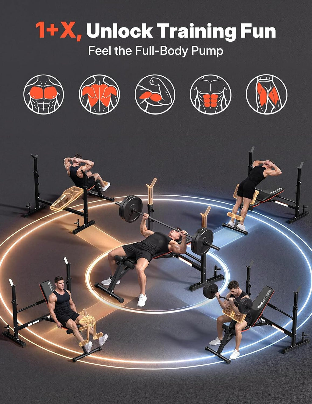 1870LBS Foldable Olympic Weight Bench Multifunction Set