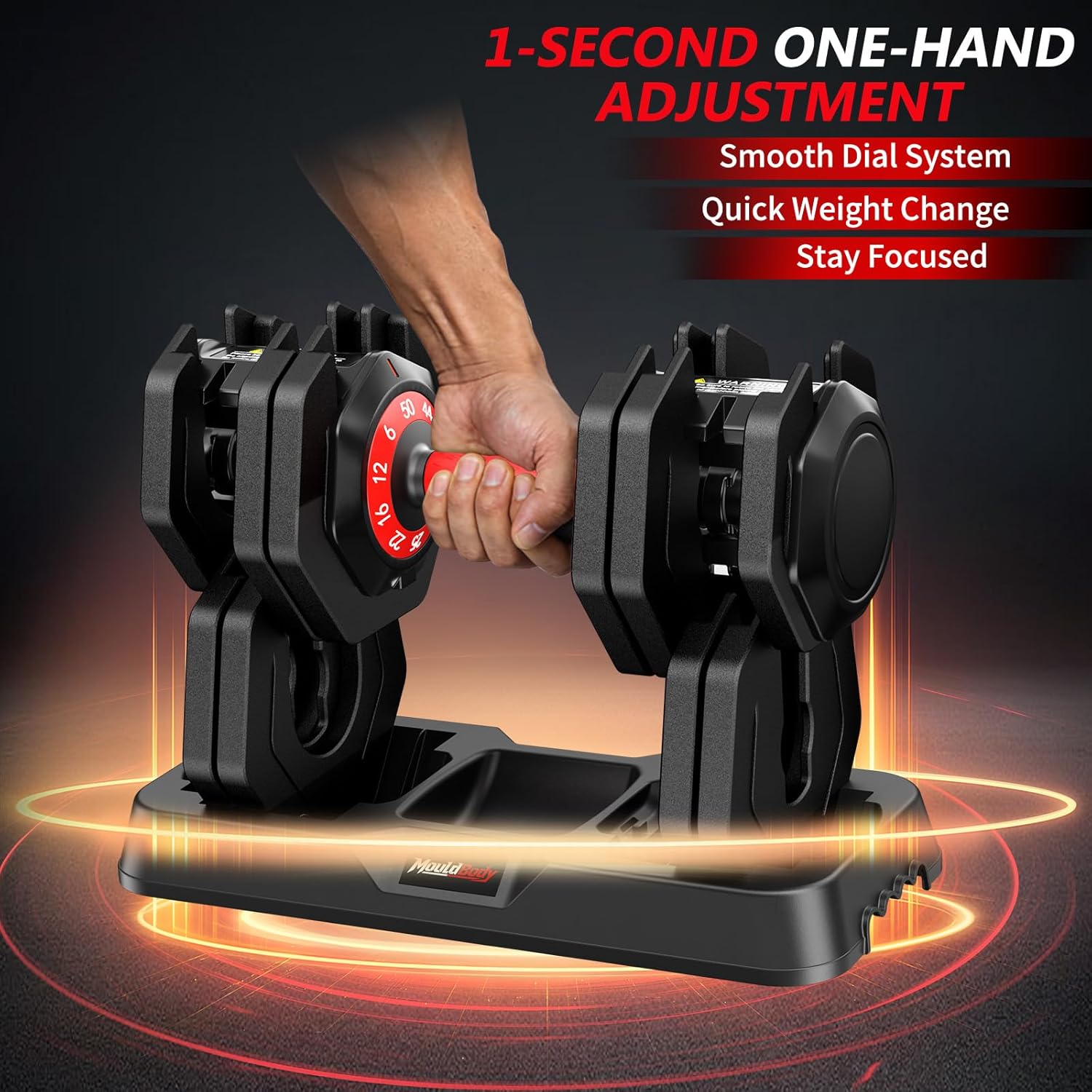 25/50LBS Pair 10-in-1 Quick Adjust Adjustable Dumbbell Set