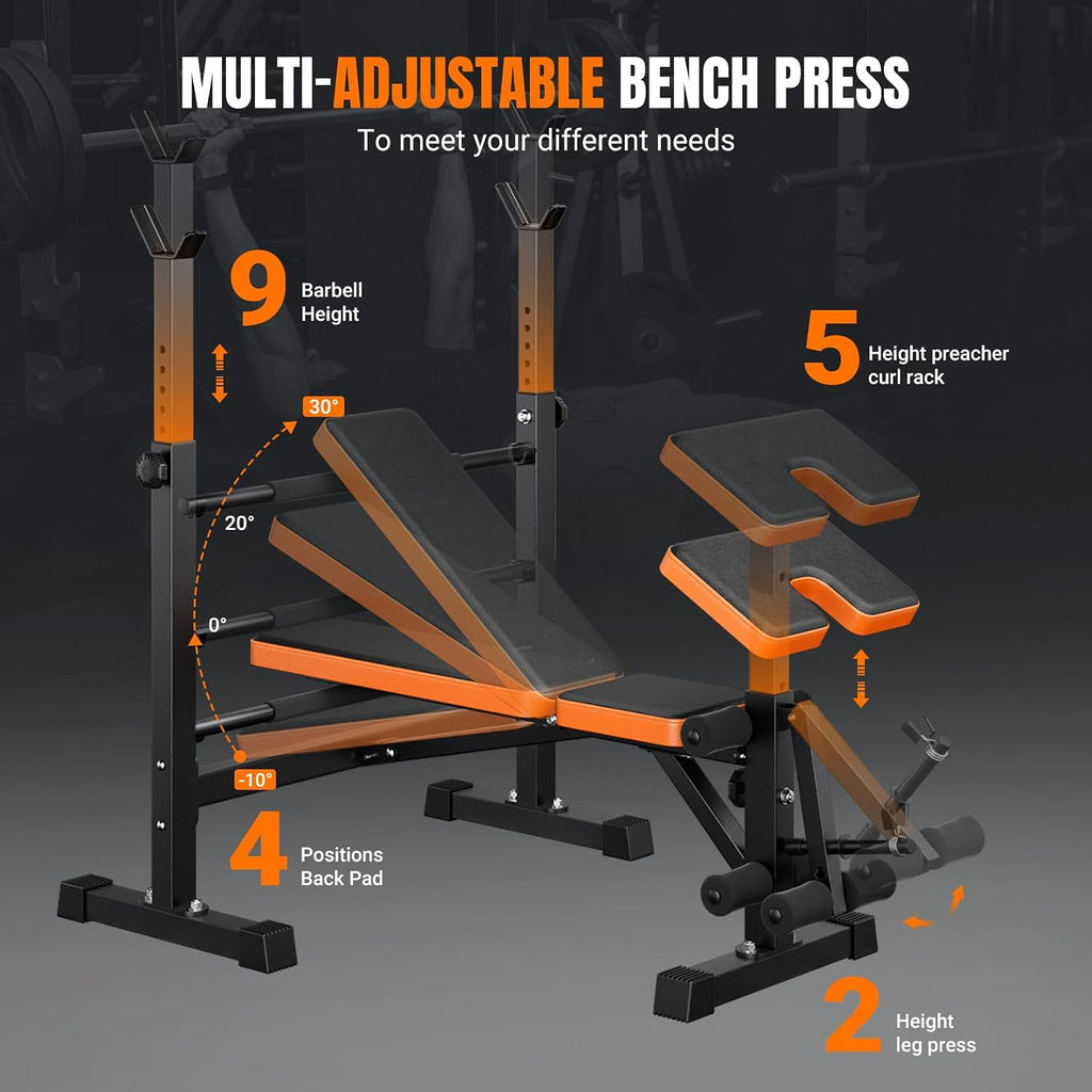 6 in 1 Fast Folding Adjustable Weight Bench Set