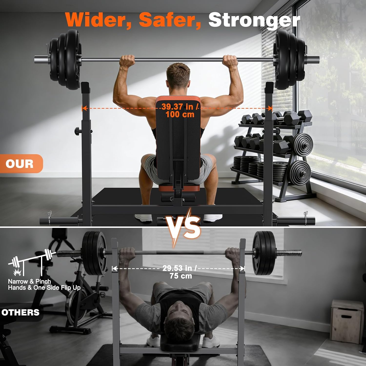 770LBS Adjustable Weight Bench with Squat Rack