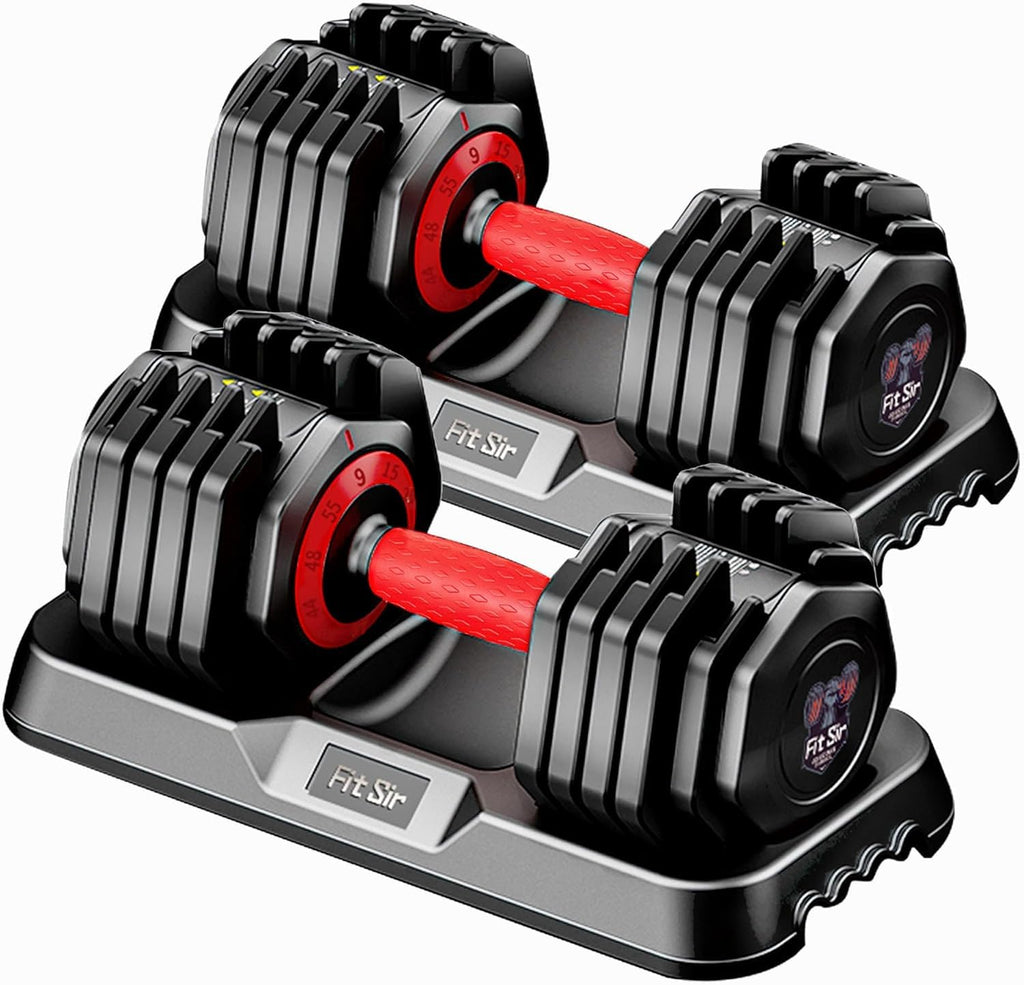 10-in-1 Fast Adjust Adjustable Dumbbell Set with Storage Tray
