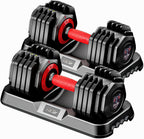10-in-1 Fast Adjust Adjustable Dumbbell Set with Storage Tray