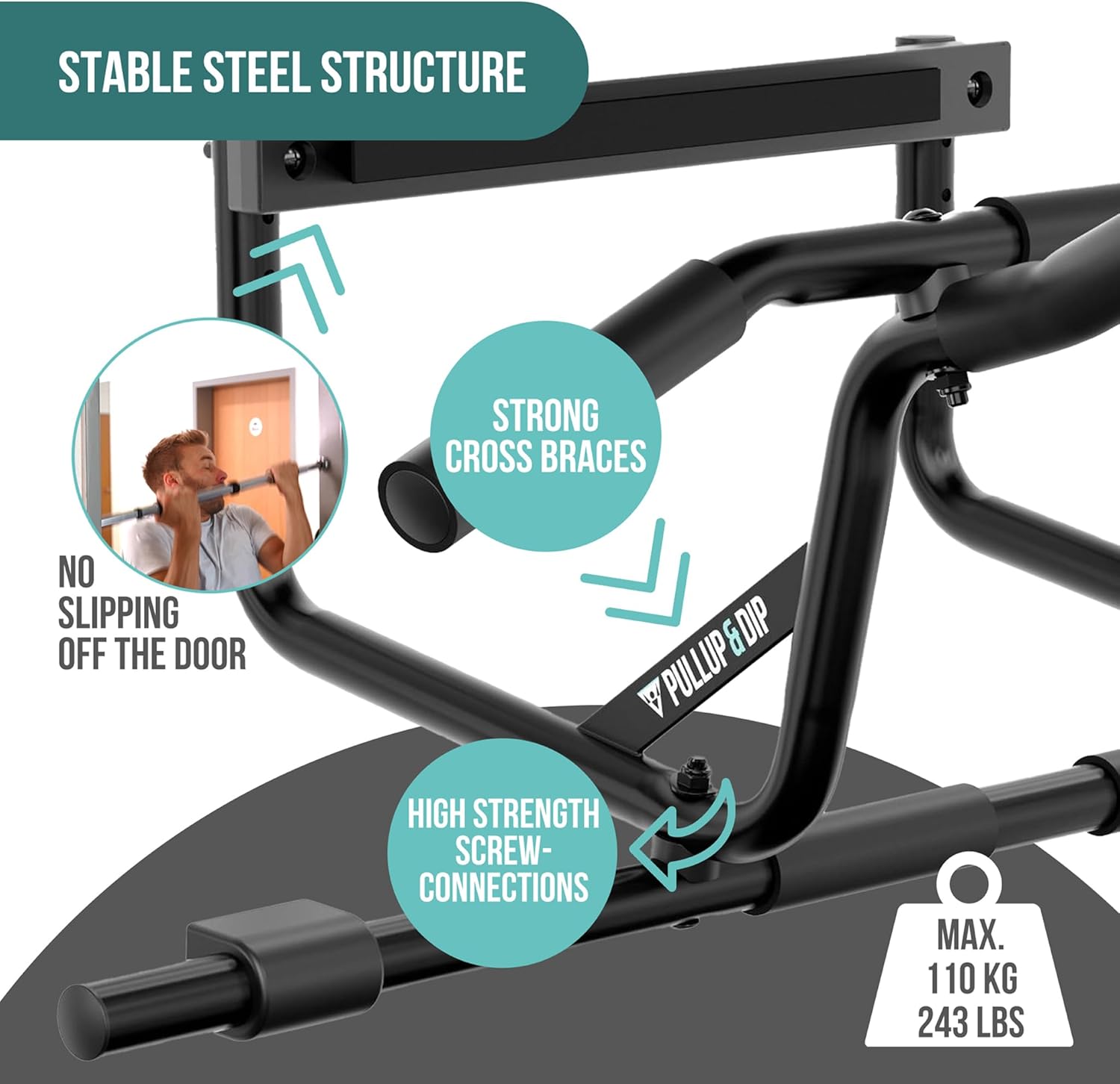 No-Screw Non-Slip Door Pull Up Bar
