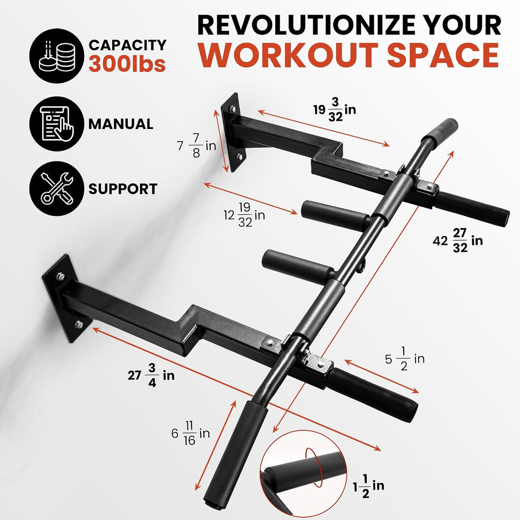 Multi-Grip Wall Mount Pull Up Bar