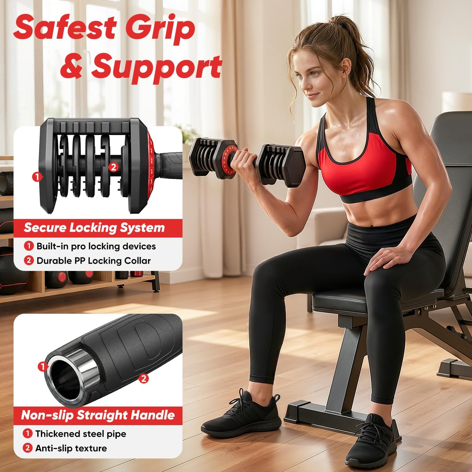 50LB 18-in-1 One-Hand Twist Adjustable Dumbbell Set