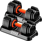 10-in-1 Fast Adjust Adjustable Dumbbell Set with Storage Tray