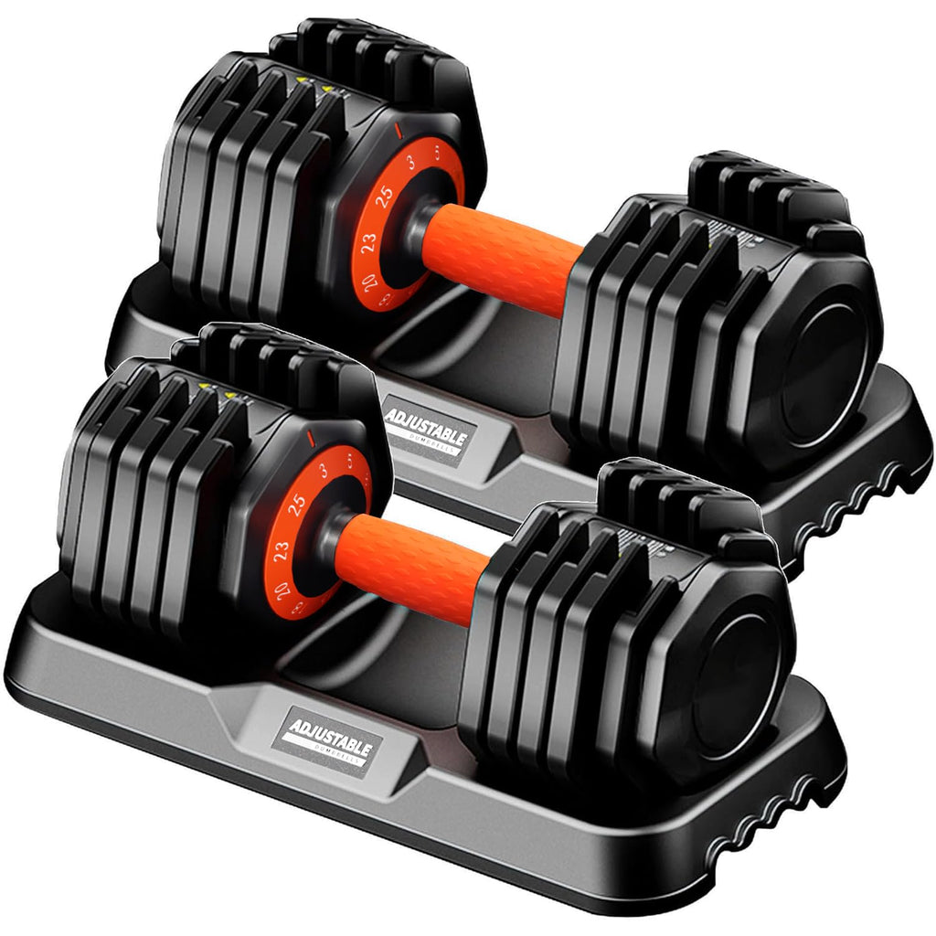 10-in-1 Fast Adjust Adjustable Dumbbell Set with Storage Tray