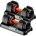 10-in-1 Fast Adjust Adjustable Dumbbell Set with Storage Tray