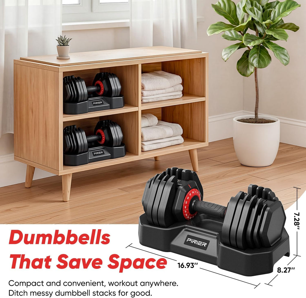 50LB 18-in-1 One-Hand Twist Adjustable Dumbbell Set