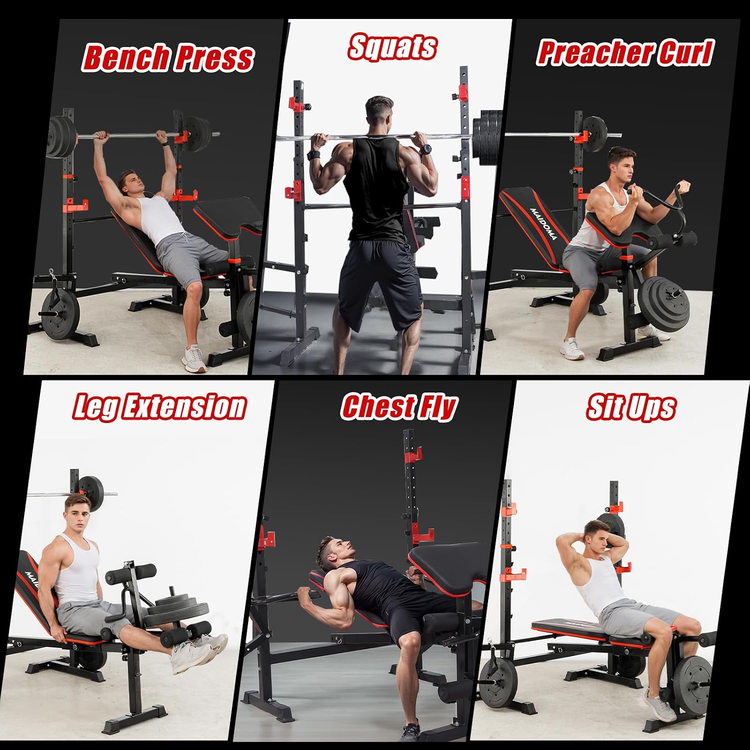 1500LBS Foldable 8 IN 1 Multifunction Weight Bench Set US Stock