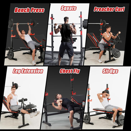 1500LBS Foldable 8 IN 1 Multifunction Weight Bench Set US Stock