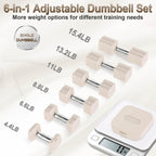 30.8LB 6 Levels Adjustable Dumbbell Set for Home Gym
