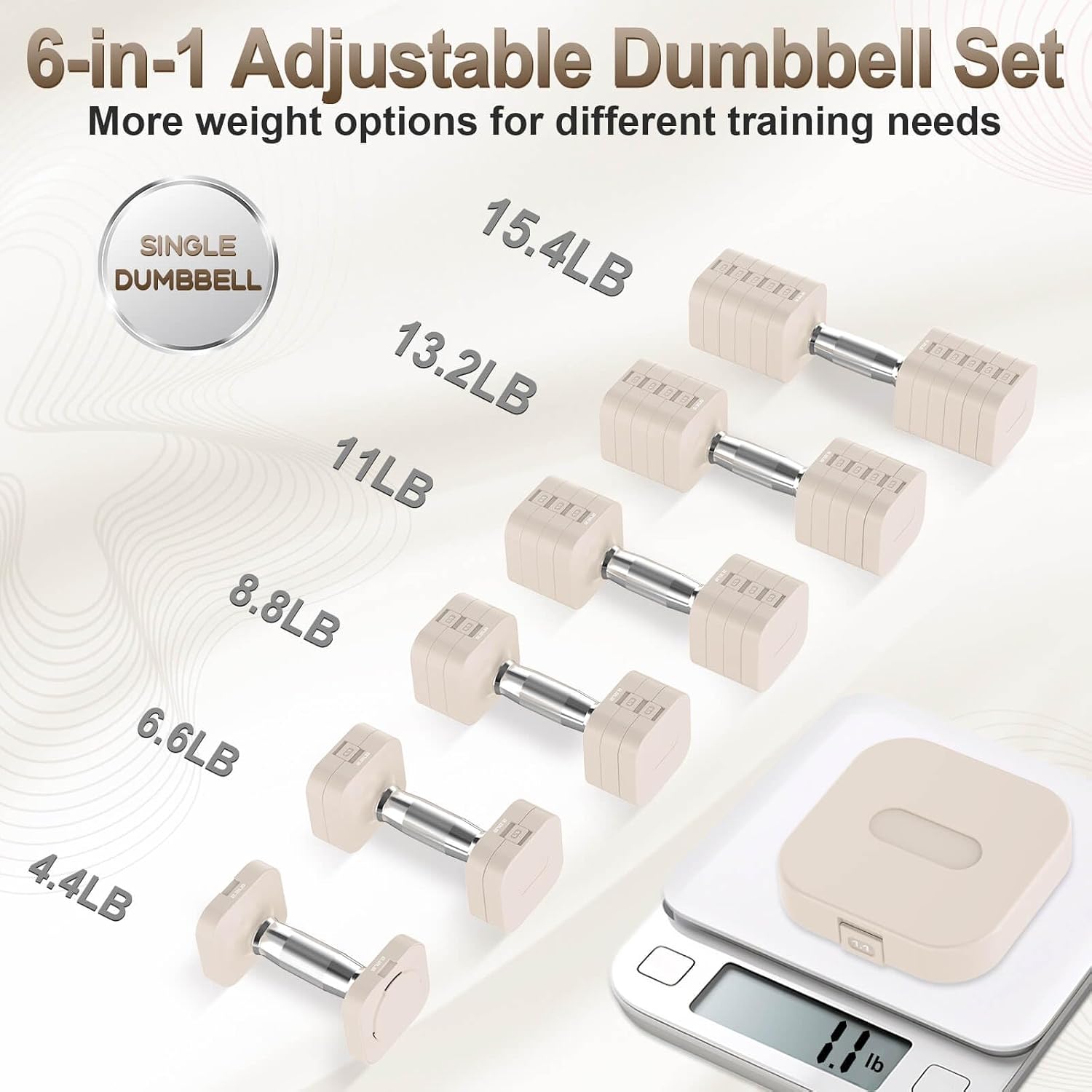 30.8LB 6 Levels Adjustable Dumbbell Set for Home Gym
