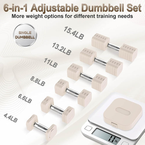 30.8LB 6 Levels Adjustable Dumbbell Set for Home Gym