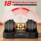 50LB 18-in-1 One-Hand Twist Adjustable Dumbbell Set