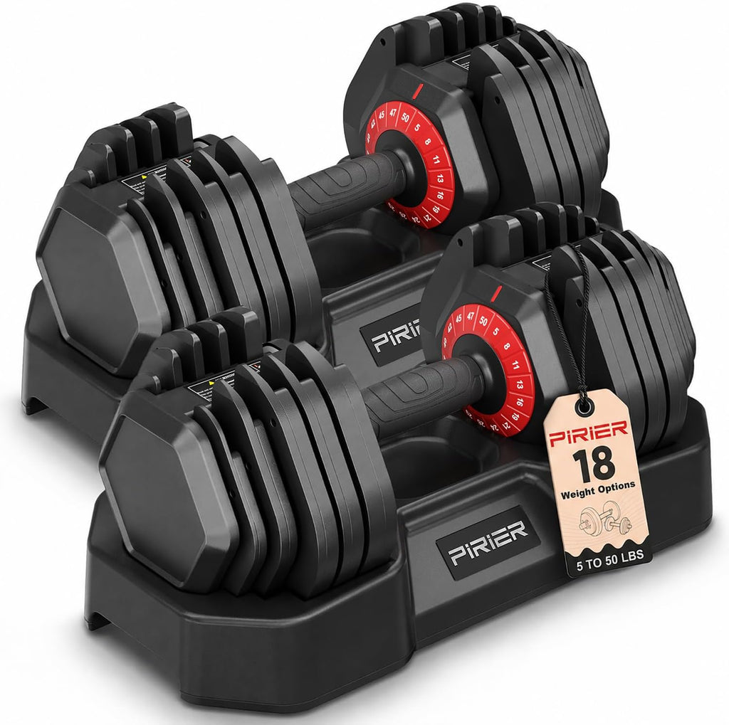 50LB 18-in-1 One-Hand Twist Adjustable Dumbbell Set