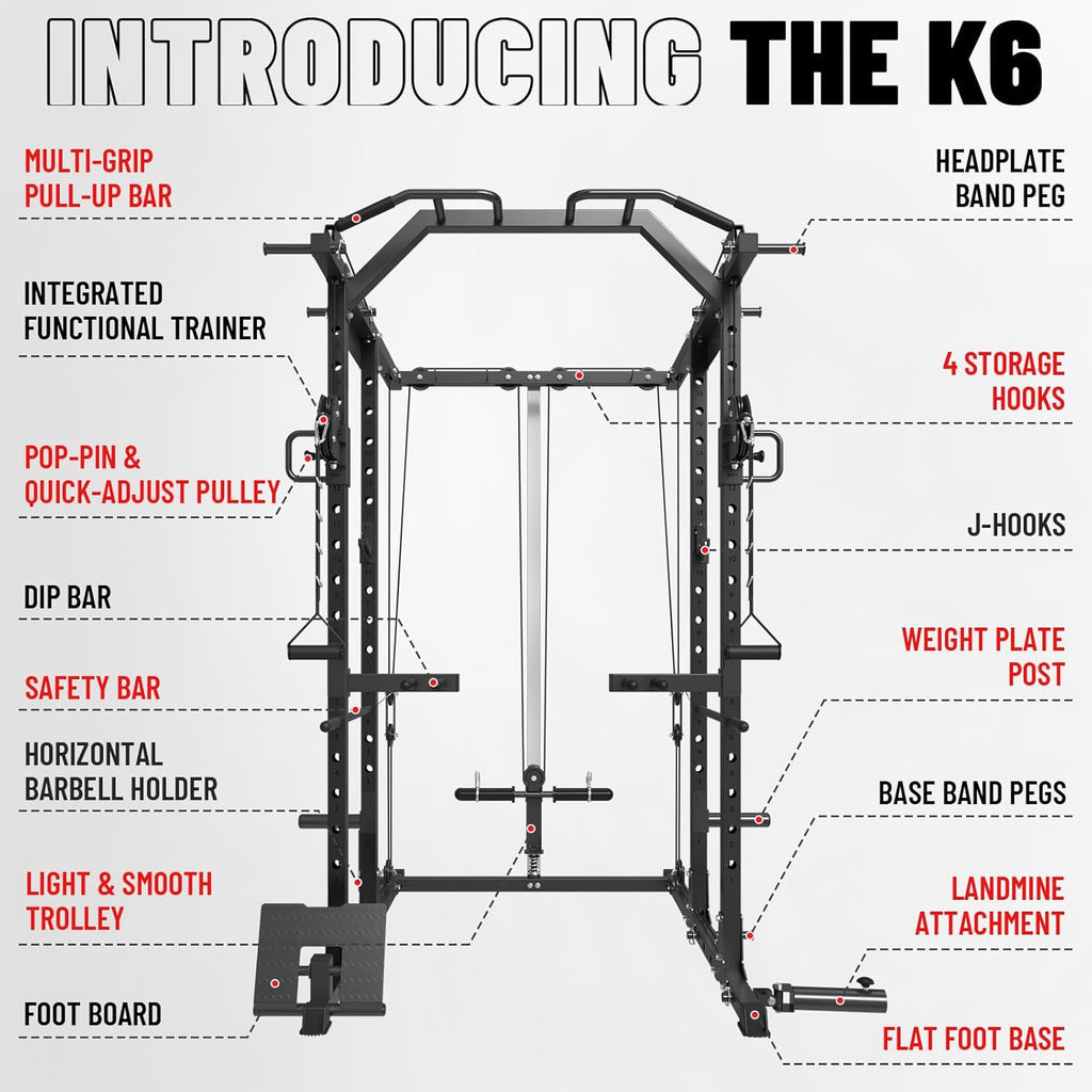 Mikolo Power Cage, Power Rack with Cable Crossover System, 1500LBS Squat Rack with LAT Pull Down System, Workout Cage with Pulley System for Fitness Home Gym