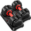 25/50LBS Pair 10-in-1 Quick Adjust Adjustable Dumbbell Set