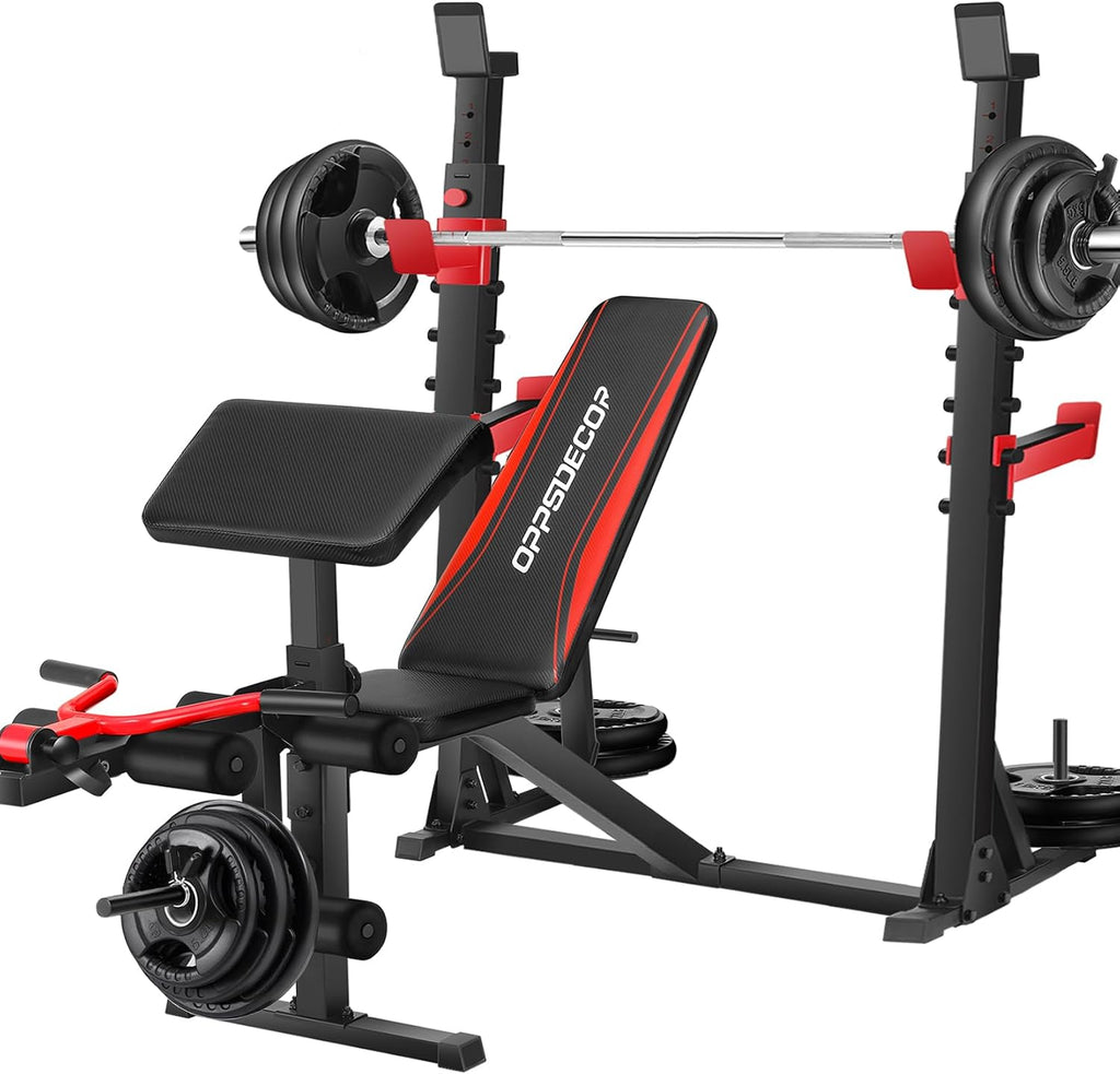 900LBS Multifunction Weight Bench Set with Squat Rack