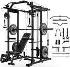 Mikolo Power Cage, Power Rack with Cable Crossover System, 1500LBS Squat Rack with LAT Pull Down System, Workout Cage with Pulley System for Fitness Home Gym