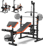 9-in-1 Multi-Function Olympic Weight Bench with Lat Pulldown & Squat Rack