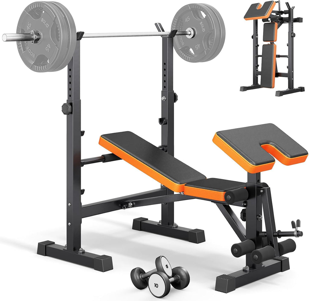 6 in 1 Multi-Function Weight Bench Set with Squat Rack