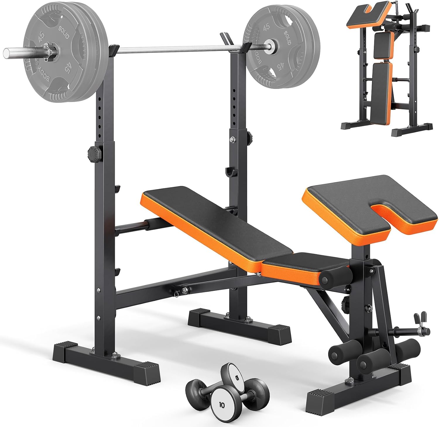 6 in 1 Multi-Function Weight Bench Set with Squat Rack