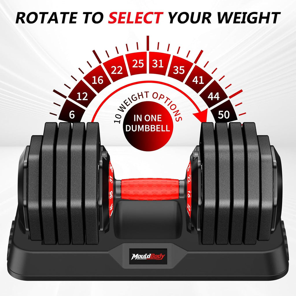 25/50LBS Pair 10-in-1 Quick Adjust Adjustable Dumbbell Set
