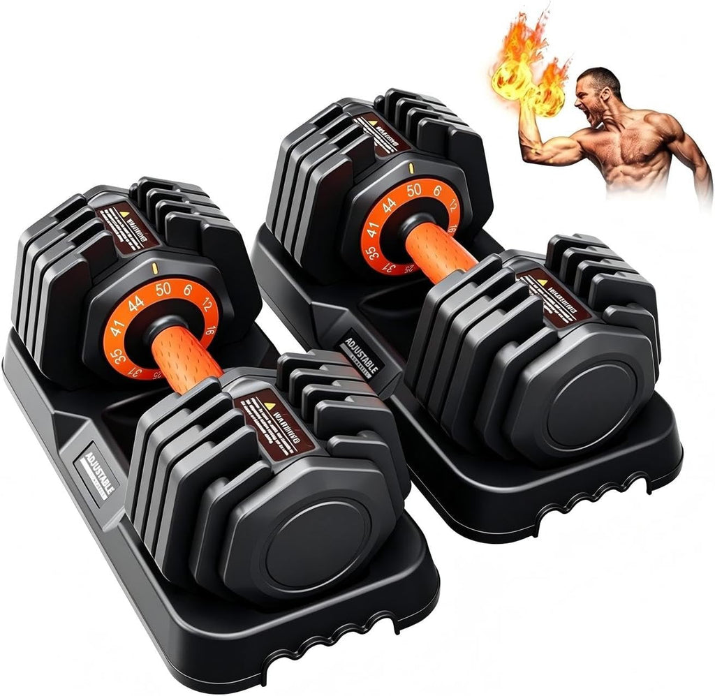 25/50LBS Upgrade 10-in-1 Quick Dial Adjustable Dumbbell Set
