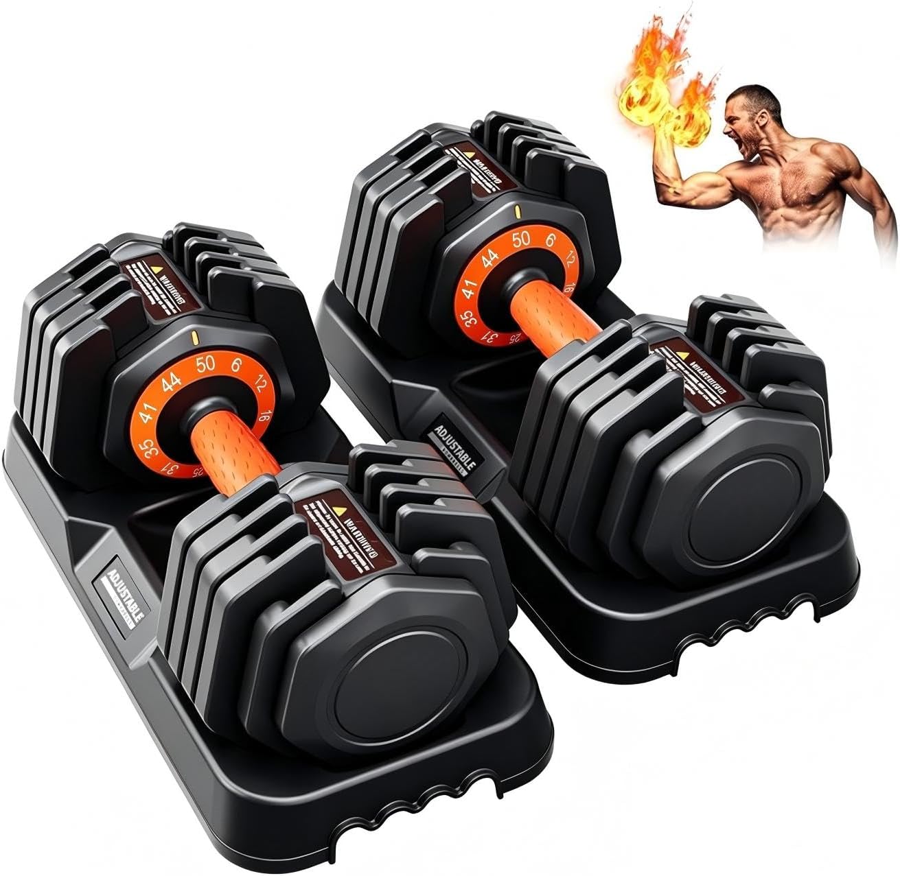 25/50LBS Upgrade 10-in-1 Quick Dial Adjustable Dumbbell Set
