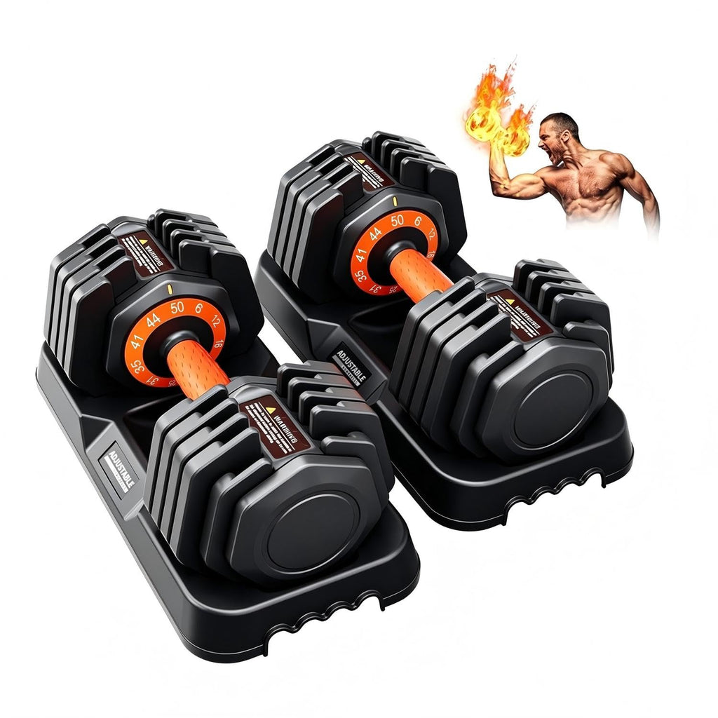 25/50LBS Upgrade 10-in-1 Quick Dial Adjustable Dumbbell Set