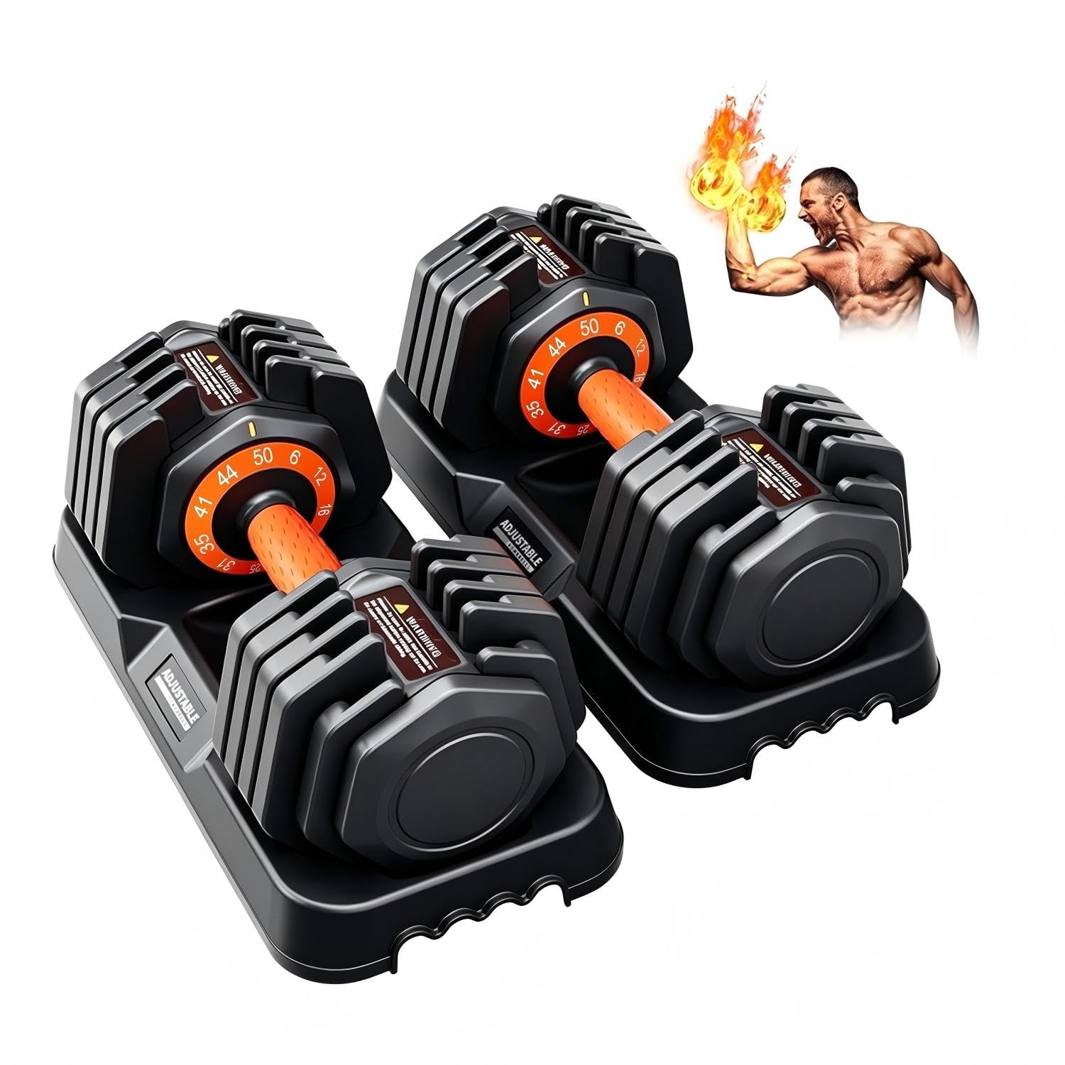 25/50LBS Upgrade 10-in-1 Quick Dial Adjustable Dumbbell Set