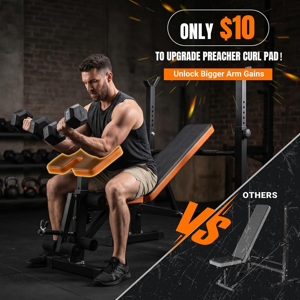 6 in 1 Fast Folding Adjustable Weight Bench Set